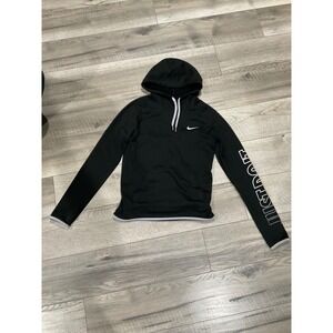 Nike Dri-FIT Hoodie Black Just Do It Sleeve Logo Training Sweatshirt Womens XS